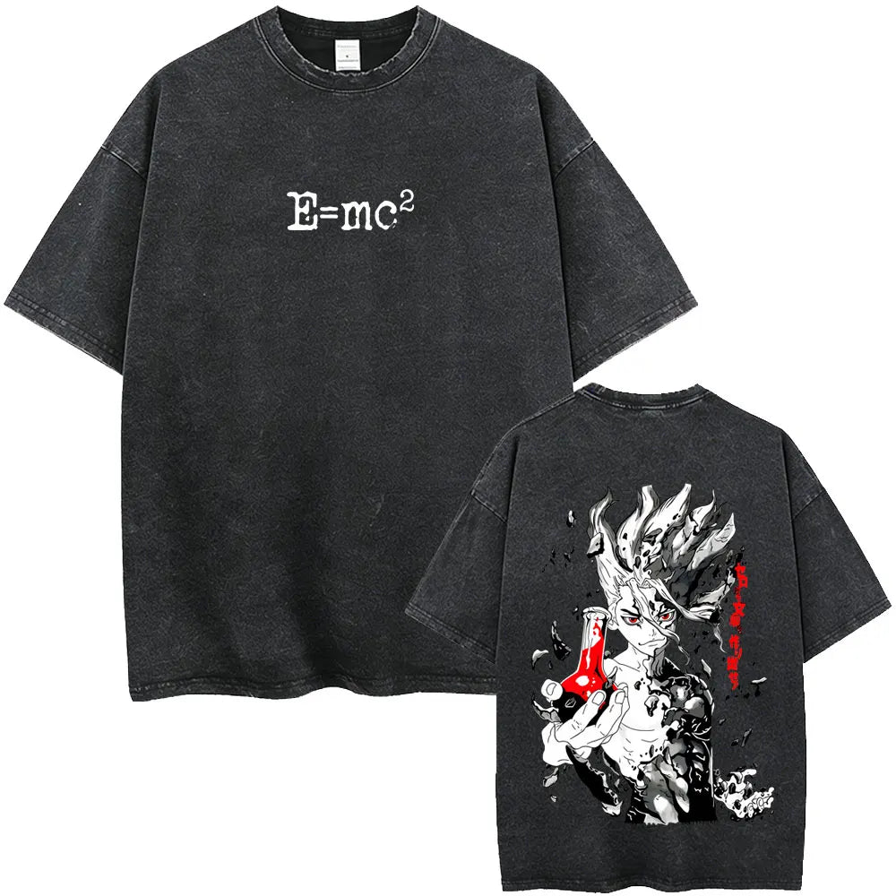 Dr. Stone Senku Ishigami Vintage Washed T-Shirt – Unisex Oversized Manga Graphic Tee