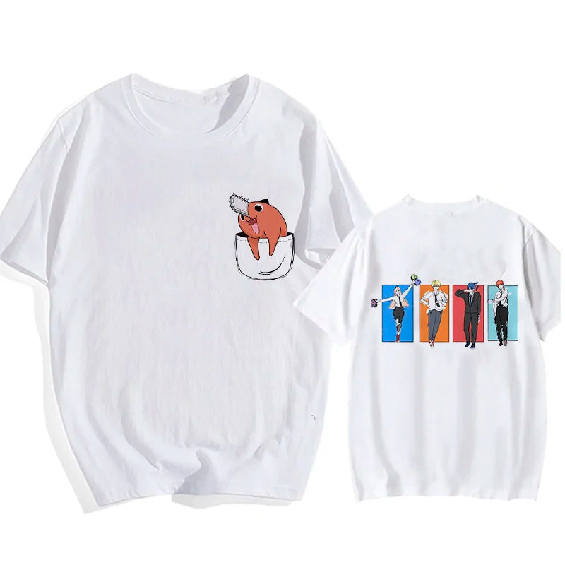 Chainsaw Man 90s Retro Anime T-Shirt – Pochita & Makima Harajuku Graphic Tee