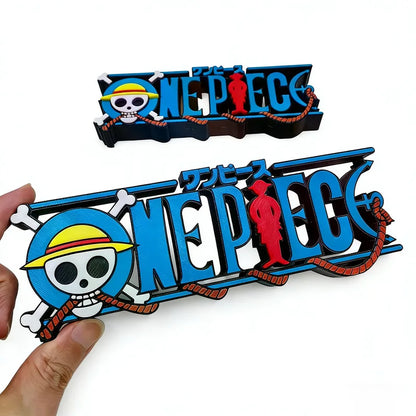 New One Piece Straw Hat Skull Logo 3d Printed Standing Sign Anime Collectible Ornament Home Desk Decoration Gifts For Anime Fans