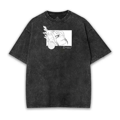 Dr. Stone Kohaku & Senku Ishigami Vintage Washed T-Shirt – Unisex Oversized Cotton Anime Graphic Tee