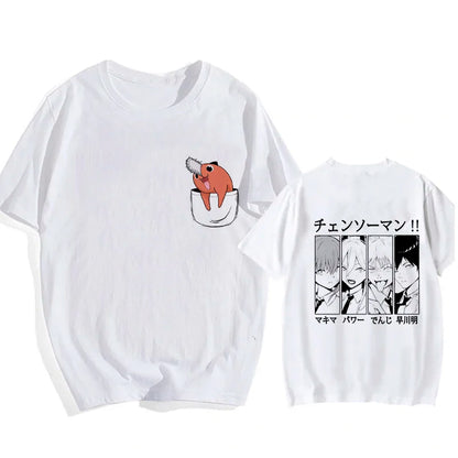 Chainsaw Man 90s Retro Anime T-Shirt – Pochita & Makima Harajuku Graphic Tee