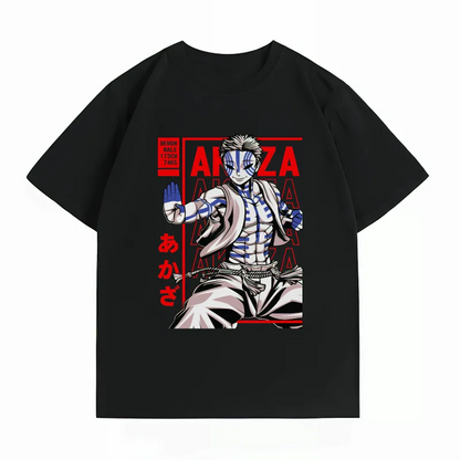 Demon Slayer Akaza Anime T-Shirt – 100% Cotton Casual Graphic Summer Tee