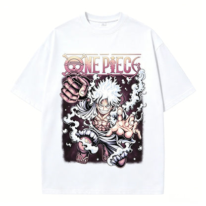 One Piece Gear 5 Luffy Sun God Nika Oversized Graphic Tee Unisex Cotton Anime Streetwear Summer Casual Top