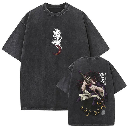 Demon Slayer Vintage Washed Anime T-Shirt – Unisex Cotton Oversized Graphic Tee