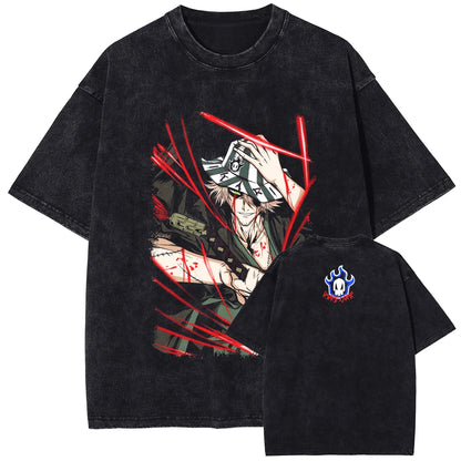 BLEACH Kisuke Urahara Vintage Washed T-Shirt – Manga Harajuku Streetwear Tee