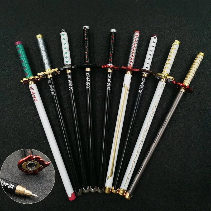 Demon Slayer Sword Gel Pen – 17 Anime Character Styles, 0.5mm Black Ink Cosplay Stationery
