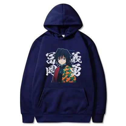 Demon Slayer Giyu Tomioka Anime Hoodie – Unisex Japanese Graphic Streetwear Sweatshirt
