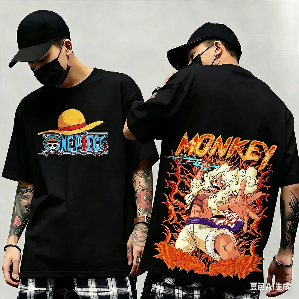 Summer New Arrival: One Piece Pattern T-shirt, unisex, anime print, casual short-sleeved, fashionable streetwear top, Y2K style.