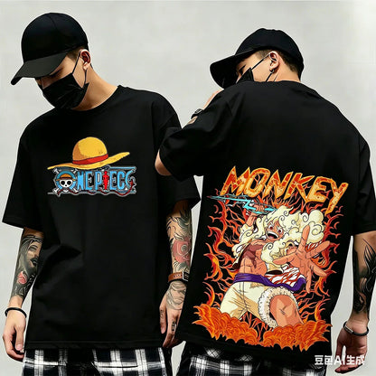 Summer New Arrival: One Piece Pattern T-shirt, unisex, anime print, casual short-sleeved, fashionable streetwear top, Y2K style.