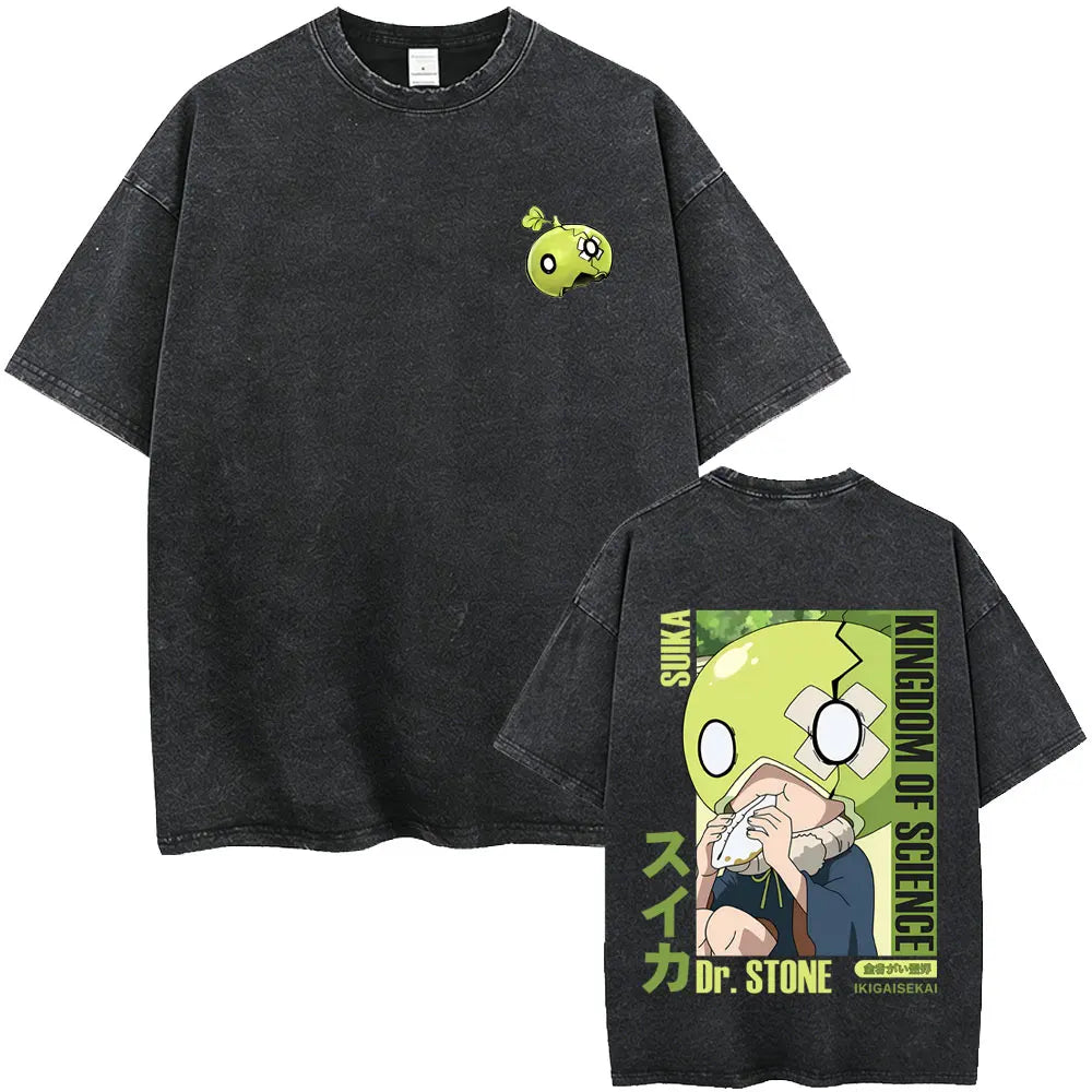 Dr. Stone Senku Ishigami Vintage Washed T-Shirt – Unisex Oversized Manga Graphic Tee