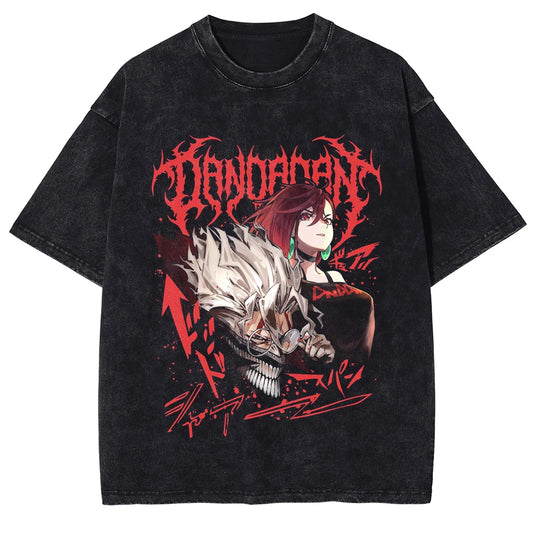 DAN DA DAN Vintage Washed T-Shirt – Gothic Y2K Oversized Anime Streetwear Tee