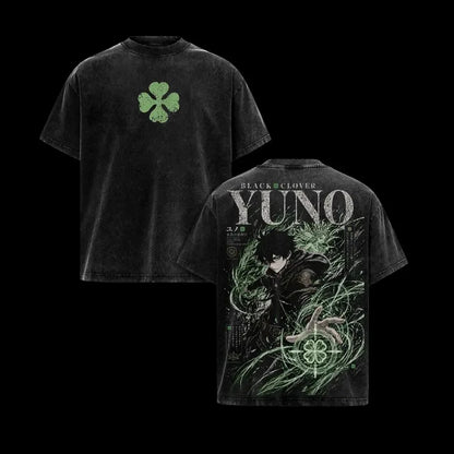 Black Clover Asta Vintage Washed Graphic T-Shirt – Oversized Unisex Cotton Harajuku Streetwear Tee