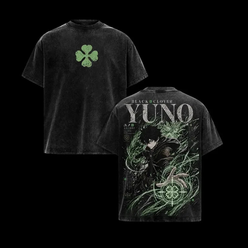 Black Clover Asta Vintage Washed Graphic T-Shirt – Oversized Unisex Cotton Harajuku Streetwear Tee