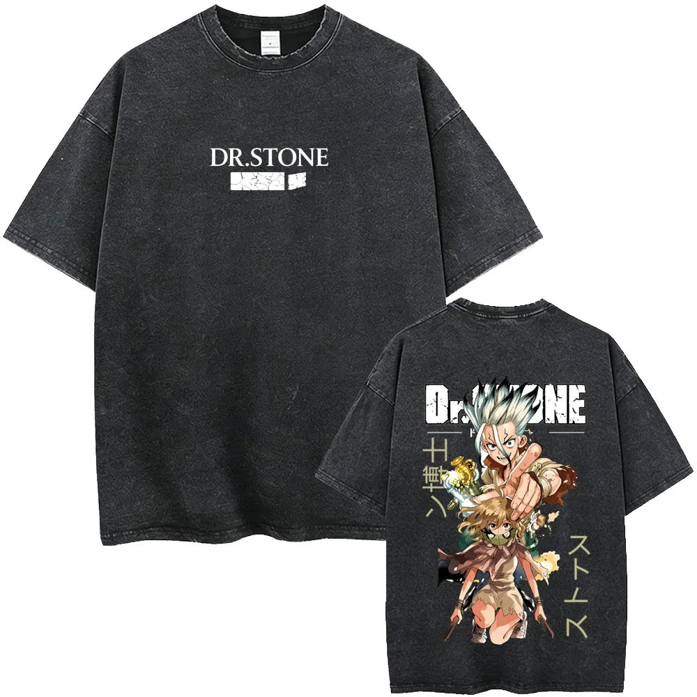 Dr. Stone Senku Ishigami Vintage Washed T-Shirt – Unisex Oversized Manga Graphic Tee