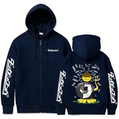 Assassination Classroom Korosensei Zip-Up Hoodie – Oversized Unisex Anime Jacket