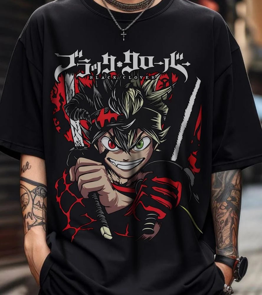 Black Clover Asta Graphic T-Shirt – Oversized Unisex Cotton Anime Streetwear Tee