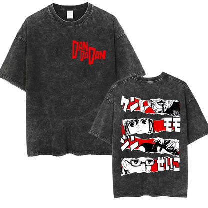 DAN DA DAN Okarun Vintage Washed T-Shirt – Loose Unisex Anime Streetwear Tee Collections