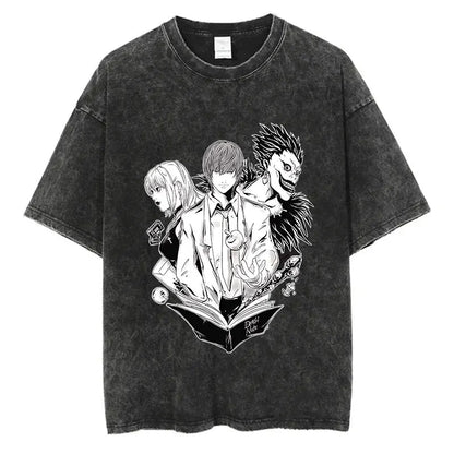 Death Note Vintage Washed T-Shirt – Oversized Unisex Harajuku Anime Tee