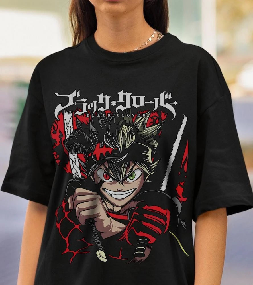 Black Clover Asta Graphic T-Shirt – Oversized Unisex Cotton Anime Streetwear Tee