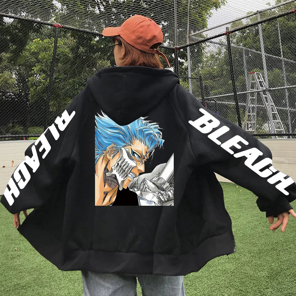 BLEACH Grimmjow Jaegerjaquez Zip-Up Hoodie – Anime Harajuku Streetwear Jacket