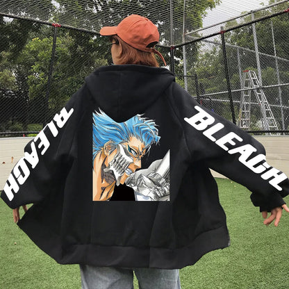 BLEACH Grimmjow Jaegerjaquez Zip-Up Hoodie – Anime Harajuku Streetwear Jacket