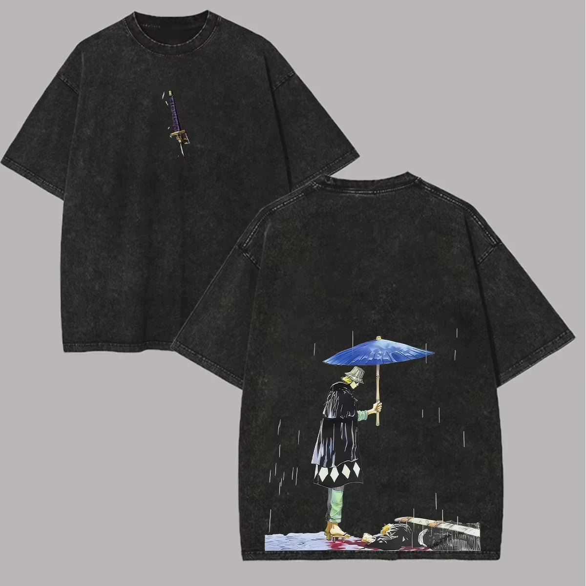 BLEACH Byakuya Kuchiki Vintage Washed T-Shirt – Unisex Harajuku Anime Streetwear Tee