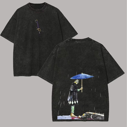BLEACH Byakuya Kuchiki Vintage Washed T-Shirt – Unisex Harajuku Anime Streetwear Tee