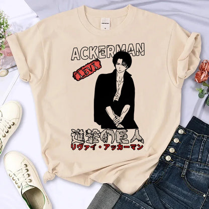 Attack on Titan Eren & Mikasa Graphic T-Shirt – Oversized Unisex Cotton Anime Streetwear Tee Collection