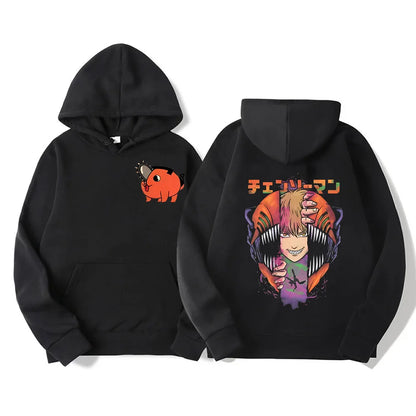 Chainsaw Man Vintage Oversized Hoodie – Unisex Anime Graphic Streetwear Pullover