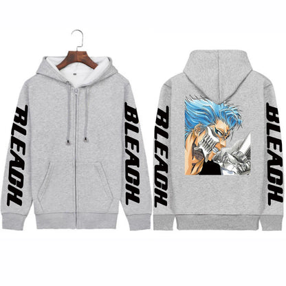 BLEACH Grimmjow Jaegerjaquez Zip-Up Hoodie – Anime Harajuku Streetwear Jacket