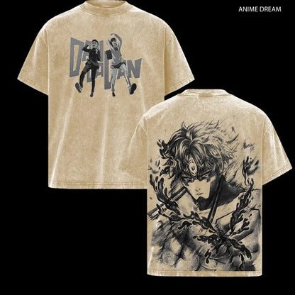 DAN DA DAN Manga Vintage Washed T-Shirt – Oversized Y2K Harajuku Anime Tee