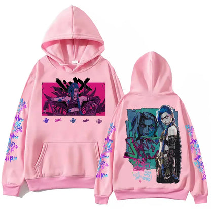 Hot Anime Jinx-Arcane Hoodie Harajuku Hip Hop Pullover Tops Popular Music Sweatshirt Fans Gift