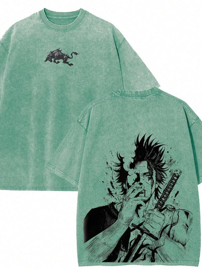 Black Clover Yami Sukehiro Vintage Washed Graphic T-Shirt – Oversized Unisex Cotton Anime Streetwear Tee