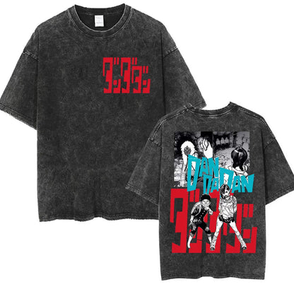 DAN DA DAN Okarun Vintage Washed T-Shirt – Loose Unisex Anime Streetwear Tee Collections