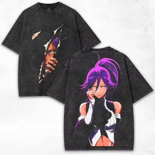 BLEACH Yoruichi Shihōin Manga T-Shirt – Vintage Washed Oversized Anime Streetwear Tee