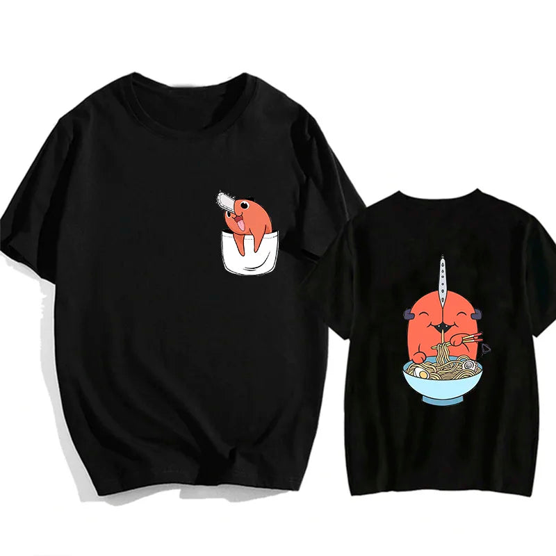 Chainsaw Man 90s Retro Anime T-Shirt – Pochita & Makima Harajuku Graphic Tee