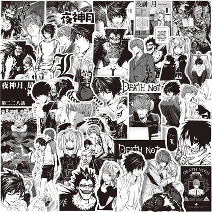 Death Note 65-Piece Anime Sticker Pack – Black & White Manga Decals