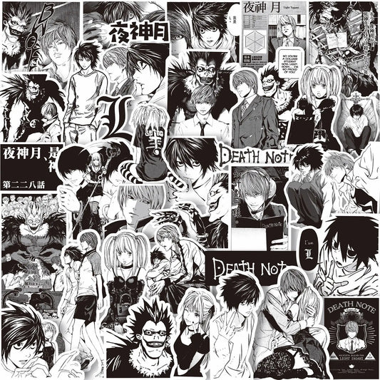 Death Note 65-Piece Anime Sticker Pack – Black & White Manga Decals