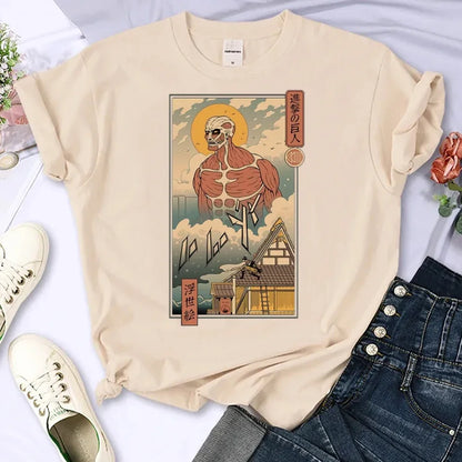 Attack on Titan Eren & Mikasa Graphic T-Shirt – Oversized Unisex Cotton Anime Streetwear Tee Collection