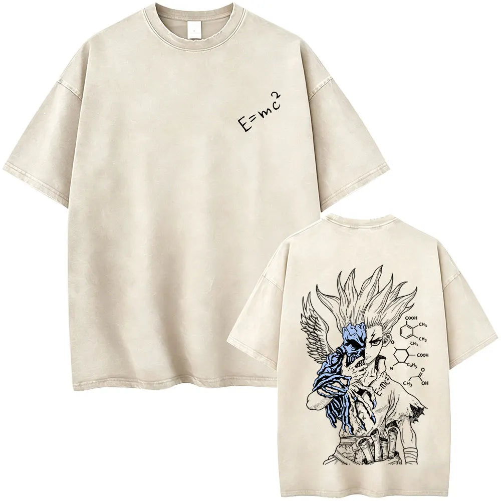 Dr. Stone Senku Ishigami Vintage Washed T-Shirt – Unisex Oversized Manga Graphic Tee