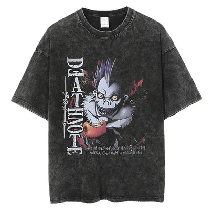 Death Note Vintage Washed T-Shirt – Oversized Unisex Harajuku Anime Tee