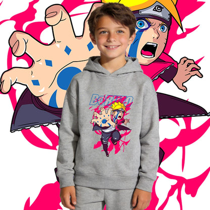 BORUTO Kids Fleece Hoodie – Boys & Girls Warm Anime Pullover Sweatshirt