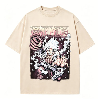 One Piece Gear 5 Luffy Sun God Nika Oversized Graphic Tee Unisex Cotton Anime Streetwear Summer Casual Top