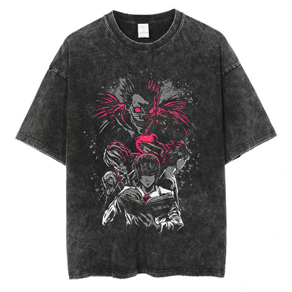 Death Note Vintage Washed T-Shirt – Oversized Unisex Harajuku Anime Tee