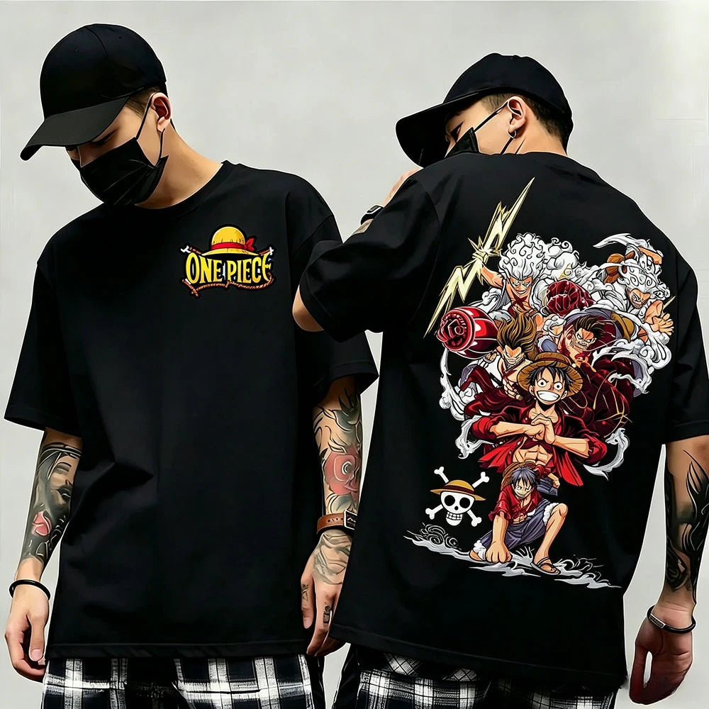 Summer New Arrival: One Piece Pattern T-shirt, unisex, anime print, casual short-sleeved, fashionable streetwear top, Y2K style.
