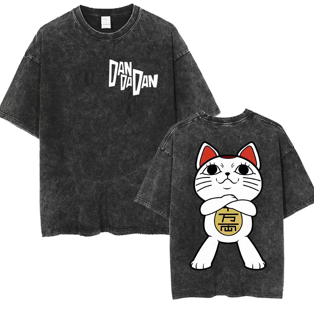 DAN DA DAN Okarun Vintage Washed T-Shirt – Loose Unisex Anime Streetwear Tee Collections