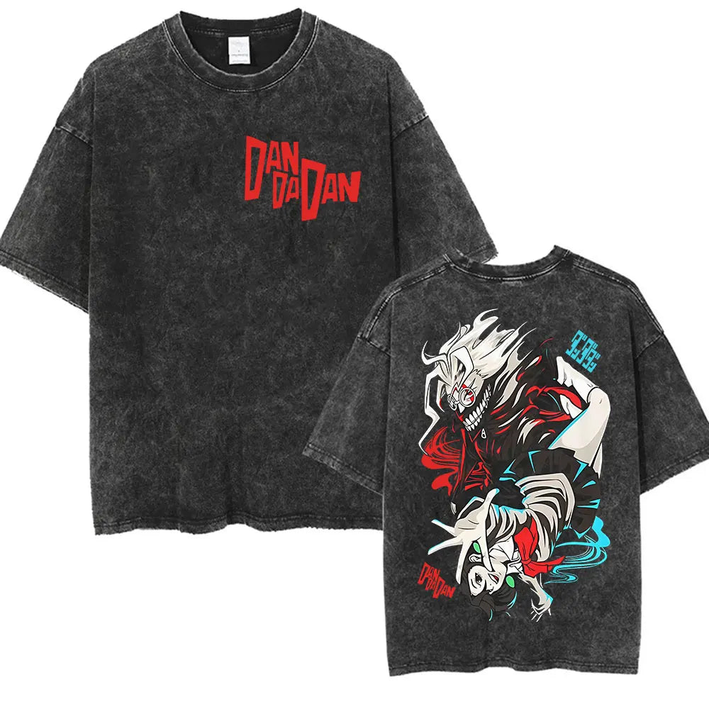 DAN DA DAN Okarun Vintage Washed T-Shirt – Loose Unisex Anime Streetwear Tee Collections