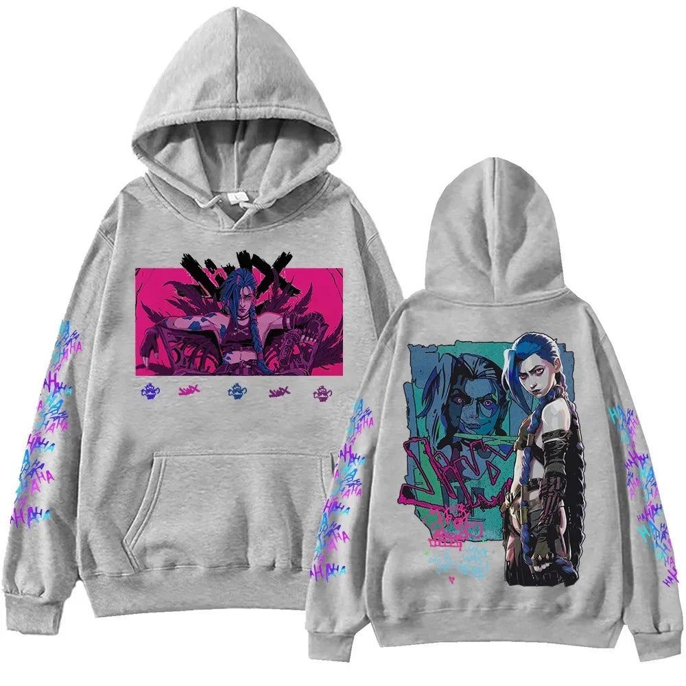 Hot Anime Jinx-Arcane Hoodie Harajuku Hip Hop Pullover Tops Popular Music Sweatshirt Fans Gift