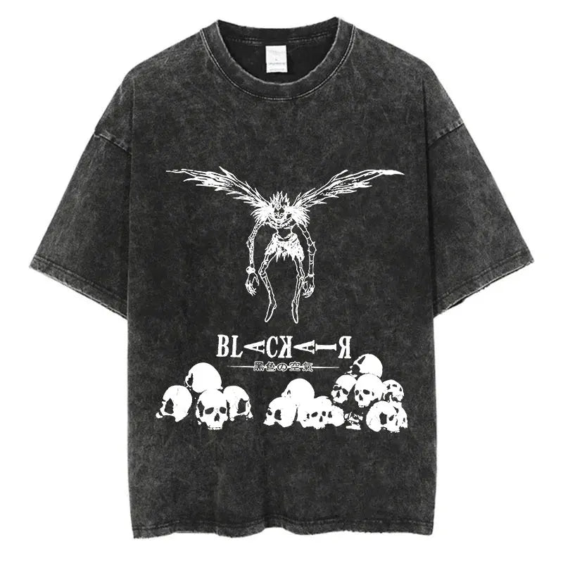 Death Note Vintage Washed T-Shirt – Oversized Unisex Harajuku Anime Tee