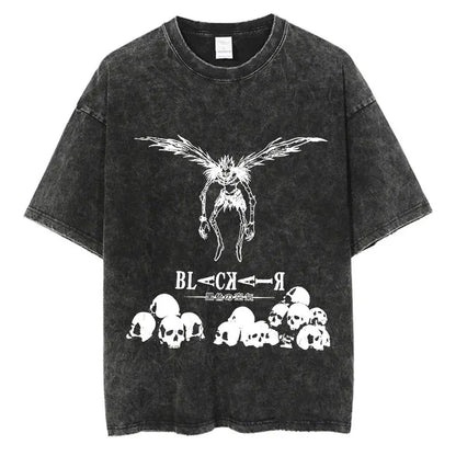 Death Note Vintage Washed T-Shirt – Oversized Unisex Harajuku Anime Tee